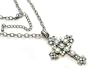 Antiqued Silver-Tone Large Medieval Cross Pendant Necklace Set with Aurora Borealis Crystals