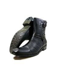 Mens Black Delli Aldo Calf High Boots Cross Buckle Styled in Italy