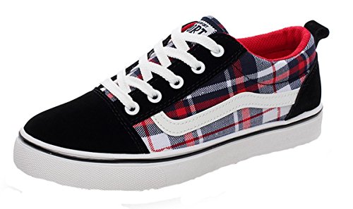 XIAXIAN Plaid Breathe Fashion Sport Couple Canvas Shoes(6.5 B(W) US, red)