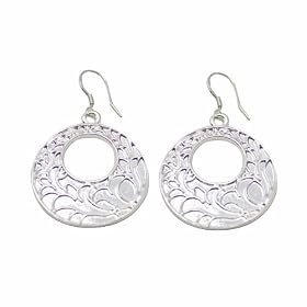 Lys de Mejac Boucles d'oreilles cr�oles sur crochets en Argent massif 92.5%