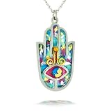 Blue Hamsa Necklace to Protect from the Evil Eye from the Artazia Collection #2412B JN MN