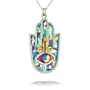Blue Hamsa Necklace to Protect from the Evil Eye from the Artazia Collection #2412B JN MN