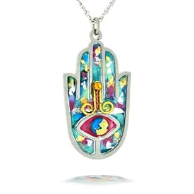 Blue Hamsa Necklace to Protect from the Evil Eye #2412B