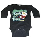 BLACK Baby/Infant Long Sleeve Christmas Onesie/Creeper "Santa