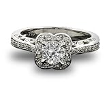 1.18 ct F Vs round cut vintage antique style diamond engagement ring 18kt white gold