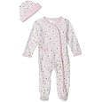Spasilk 2 Piece Sleepwear With Hat - Girl Flower Print, Pink, 0-3 Months