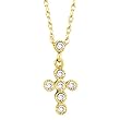 14K Yellow Gold 1/10 ct. Diamond Cross Pendant with Chain