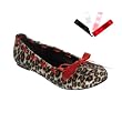 Cute Cheetah Fur Womens Ballet Flats Interchangeable Ribbons