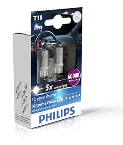 Philips 129666000KX2 Lot de 2 ampoules LED T10 X treme Vision 6000 K