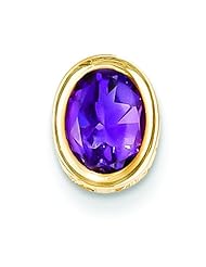 14K Gold 1.05ct Oval Amethyst Slide Pendant Jewelry