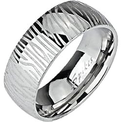Spikes 316L Stainless Steel Zebra Print Ring