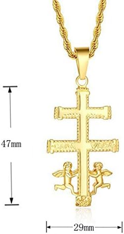 Stainless Steel Pendant Necklace for Unisexs Fashion Vintage Angels' Cross Gold Length 47 MM