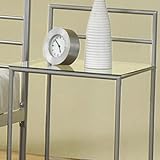 Coaster Contemporary Modern Night Stand Bedside Table, Silver Metal Finish