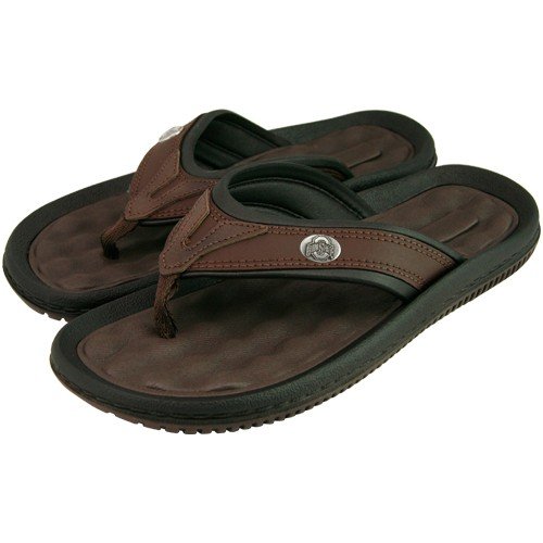 Ohio State Buckeyes Brown Leather School Emblem Sandals (8)