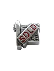 Zable (tm) Sterling Silver Sold Sign Pandora Compatible Bead / Charm