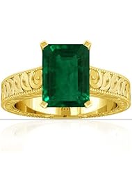 14K Yellow Gold Emerald Cut Emerald Fana Designer Ring