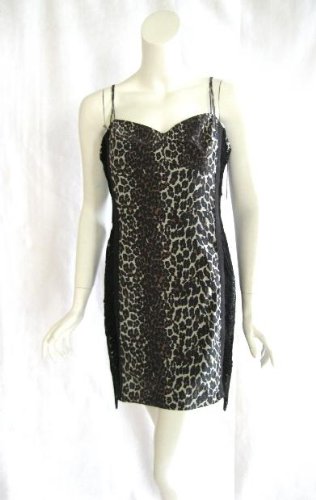 Jennifer Nicholson womens leopard frnge dress
