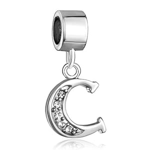Pugster Letter C Dangle Alphabet Beads Fits Pandora Chamilia Biagi Charms Bracelet