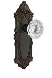 Grandeur GVCFON-10-TB Grande Victorian Plate Passage Knob with Fontainebleau Crystal Knob, Timeless Bronze by Grandeur