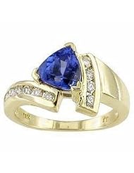 14K Yellow Gold Tanzanite and Diamond Ring -- LIFETIME WARRANTY