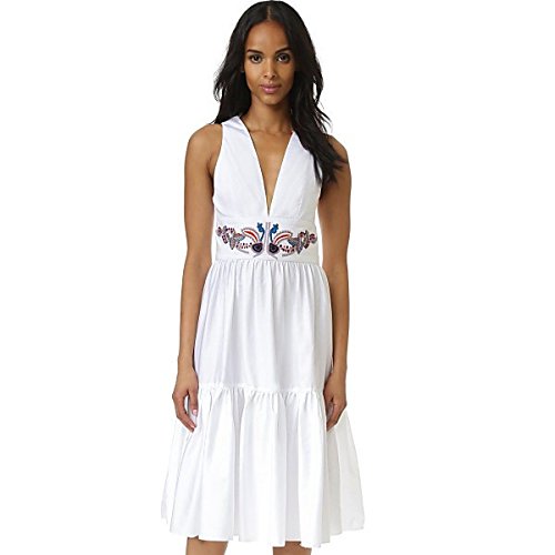 Cynthia Rowley(シンシアローリー) レディース ワンピース Embroidered Twill Ruffle Dress White [並行輸入品]