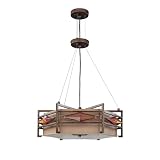 Buy Nuvo Lighting 60 3875 Gable 3-Light Pendant Golden Bronze Fabric shade, Amber... by Nuvo