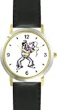 Singer Imitating a Famous Rock & Roll Star (Cartoon) -
WATCHBUDDY® DELUXE TWO-TONE THEME WATCH - Arabic Numbers - Black
Leather Strap-Size-Large ( Men's Size or Jumbo Women's Size )