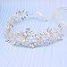 Oriamour Wedding Headband Bridal Headpiece Flower Design With Genuine Freshwater Pearls And Ribbons Hair Accessories For Bride (Silver)