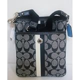 AUTHENTIC COACH HERITAGE STRIPE SWINGPACK 43553 BLACK/WHITE