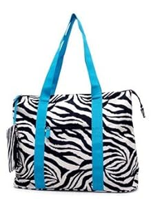 Blue Zebra Purse Large Tote Cheer Dance Diaper School Shopping Beach Bag