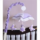 GEENNY Musical Mobile For Boutique Lavender Butterfly CRIB BEDDING SET