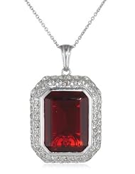 Sterling Silver Created Gemstone and Created White Sapphire Birthstone Pendant Necklace, 18"