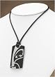 J-Steel by Fyn Studios Black Enamel & Diamond Beijing Opera Mask Pendant Necklace JSF-843332000856