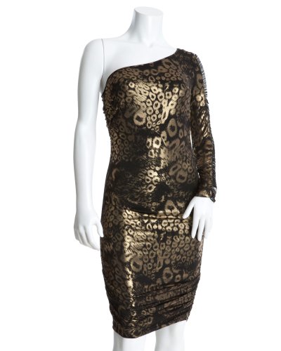 2b One-Shoulder Fringe Cheetah Dress