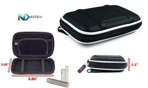 Portable Vape Case suitable for ProVari Variable Voltage V2 ECig [SLIM BLACK NYLON SEMI-HARD SHELL] Includes Carabiner Hook for Easy Attachment + NextDIA Cable Tie