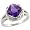 14k White Gold ( 8 mm ) Engagement Amethyst Ring w/ 0.04 Carat Brilliant Cut Diamonds & 2.70 Carats Cushion Cut Stone, 7/16 in. (11.5mm) wide, size 5