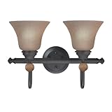 Westinghouse 64088 Symphony Hall Two-Light Upward Wall Sconce, Distressed Black with Speckled Bronze Globes