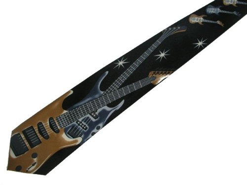 Black Neck Tie with Electric Guitars ~ Great necktie for musicians or music teacher