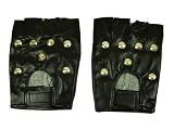 NEW GOTH PUNK BLACK STUDDED BIKER GLOVES FANCY DRESS