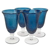 Artland Iris Slate Blue Footed Ice Tea Set Of 4