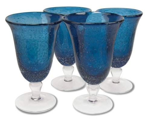 Artland Iris Slate Blue Footed Ice Tea Set Of 4