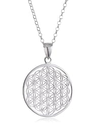 VINANI brand Germany 925 Sterling Silver Women Pendant Flower of Life small with Cable Link Chain Necklace ALB-T