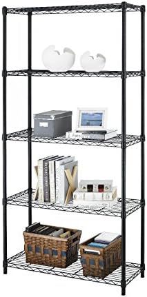 Storage Rack Black 5-Shelf Steel Wire Tier Layer Shelving 72"x36"x14"