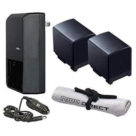 Canon VIXIA HF M40 High Capacity 'Intelligent' Batteries (2 Units) + AC/DC Travel Charger + Nwv Direct Microfiber Cleaning Cloth.