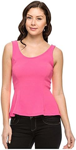 G2 Chic Women's Solid Peplum Top with Open Back(TOP-DSY,PNK-L)