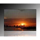 Wandbild xxl (Miami Sundown 60x90 cm) Deko Bild auf Leinwand. Ausf�hrung sch�ner Kunstdruck auf echter Leinwand und Keilrahmen. Bild Motiv (Miami Sonnenuntergang Meer schwarz orange Stadt Himmel Wolken Sone Panorama Wasser) Made in Germanyvon "Nix-Art Wandbilder"