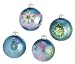 Set of 4 Dazzling Blue Snowflake Design Glass Ball Christmas Ornaments 3
