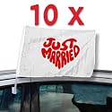 10er Pack Autofahne Hochzeit -Just Married 30x45cm