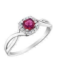 Ruby Ring with Diamonds in 10K White Gold