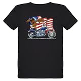 Artsmith, Inc. Organic Kids T-Shirt Dark Motorcycle Eagle And US Flag - Harley Davidson Gear